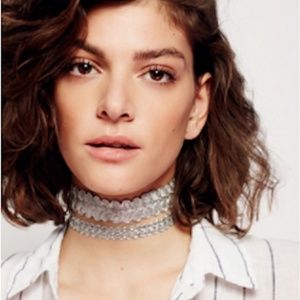 Elsa Free People Double Choker Bright Silver